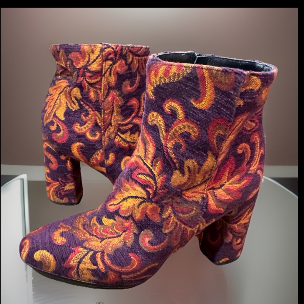 Linea Azzurra: Made in Italy: Floral Baroque Patterned Ankle Boots women size 37 - Picture 1 of 12